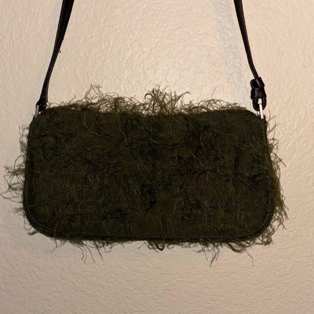 Kenneth Cole Reaction Moss Green Fuzzy Shoulder Bag